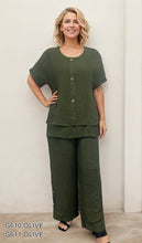 Load image into Gallery viewer, Relaxed Button-Up Tunic Top &amp; Wide-Leg Pants Set #G610-611
