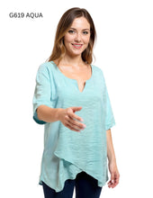 Load image into Gallery viewer, V-Neck Asymmetrical Tunic Top #G619
