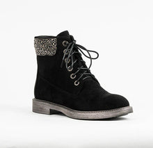 Load image into Gallery viewer, Round toe ankle bootie w/ crystal ankle, latex foam insole, non-slip outsole, WATER RESISTANT #GXE-6
