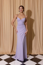 Load image into Gallery viewer, Long flattering fitted glitter spandex jersey, open corset back with open slit #EK116
