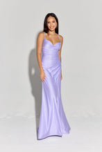 Load image into Gallery viewer, New long glitter jersey gown, open slit and open corset back #EK136
