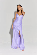 Load image into Gallery viewer, New long glitter jersey gown, open slit and open corset back #EK136

