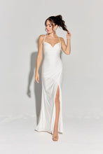 Load image into Gallery viewer, New long glitter jersey gown, open slit and open corset back #EK136

