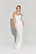 Load image into Gallery viewer, New long glitter jersey gown, open slit and open corset back #EK136
