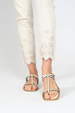 Load image into Gallery viewer, COMFORT ANKLE JEAN WITH SELF EMBROIDERED BOTTOM AND RHINESTONE DETAILS #1047
