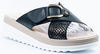 Round toe flat sandal, metallic accent, cushioned insole, flexible TPR outsole #ROH-1
