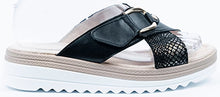 Load image into Gallery viewer, Round toe flat sandal, metallic accent, cushioned insole, flexible TPR outsole #ROH-1
