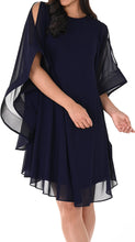 Load image into Gallery viewer, Georgette cocktail dress with a flattering A-line silhouette that falls just above the knee #219102
